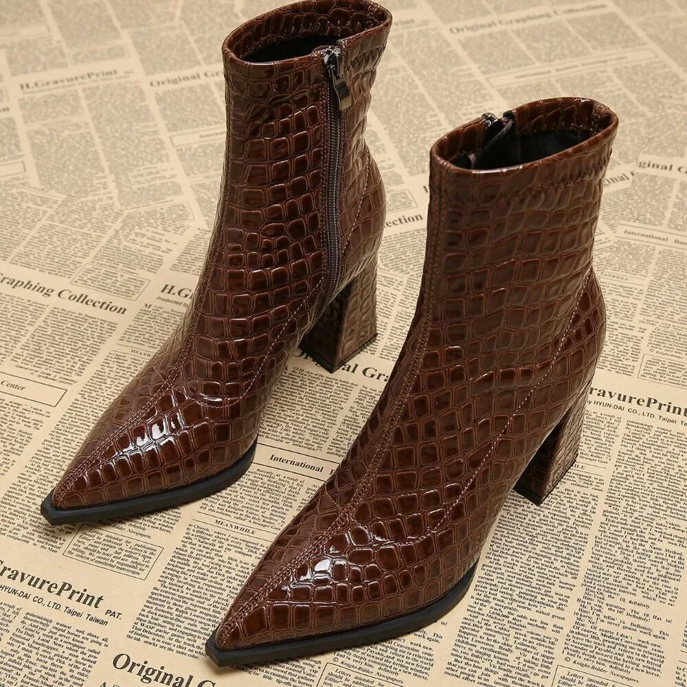 Chocolate Brown Elegant Women's Boots - Picture 2 of 5